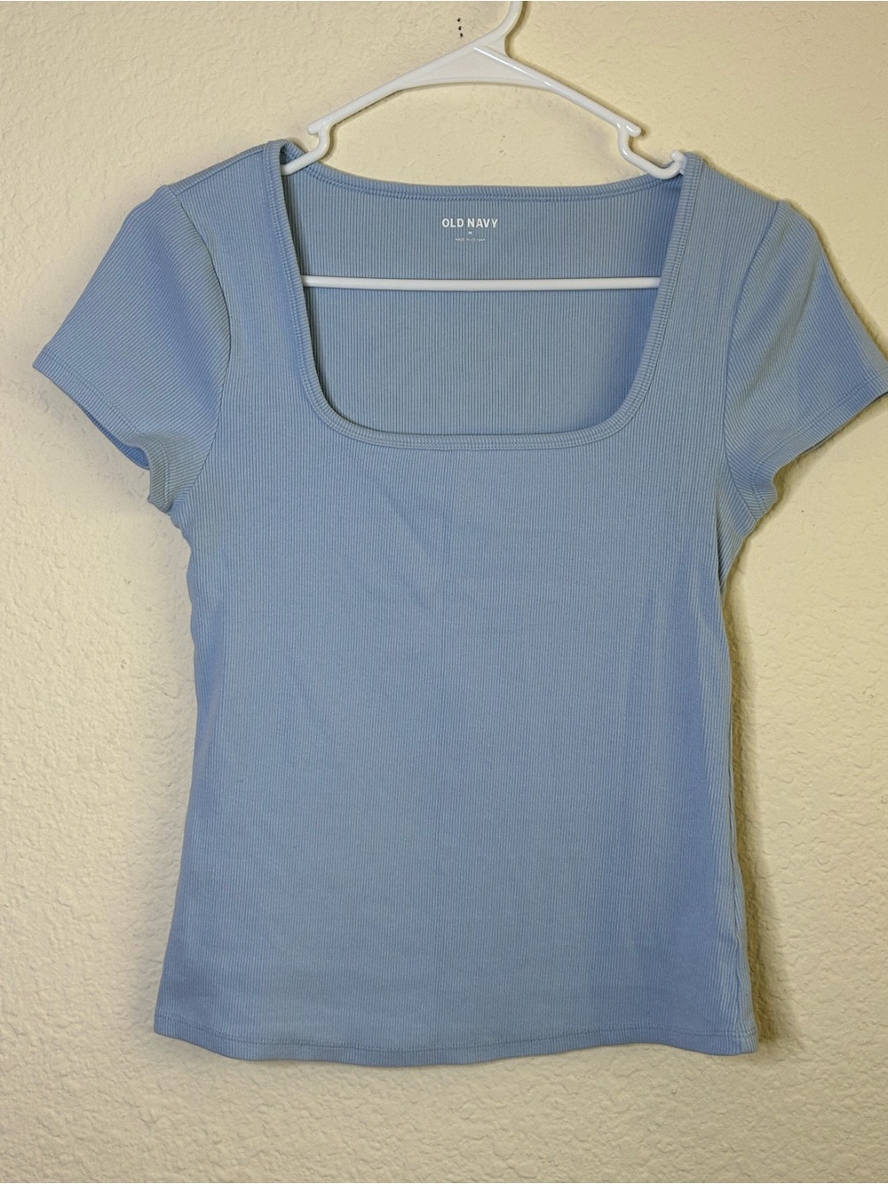 Old Navy Women's Light Blue Square Neck Ribbed Tee Medium Y2K Babydoll Summer